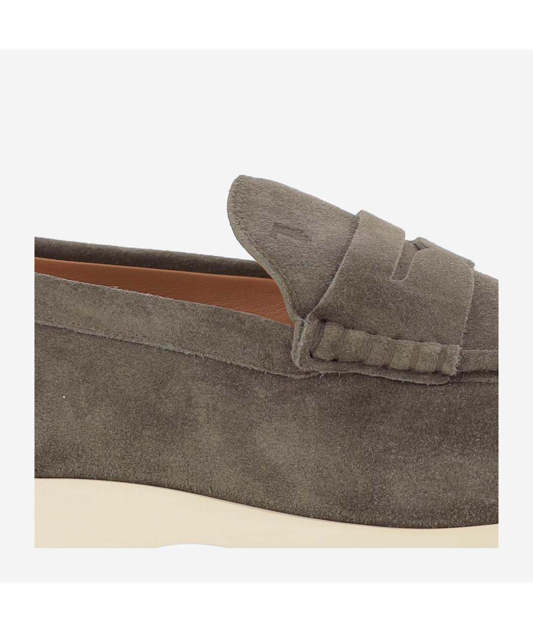 TOD'S Хаки кожаные лоферы, фото 5