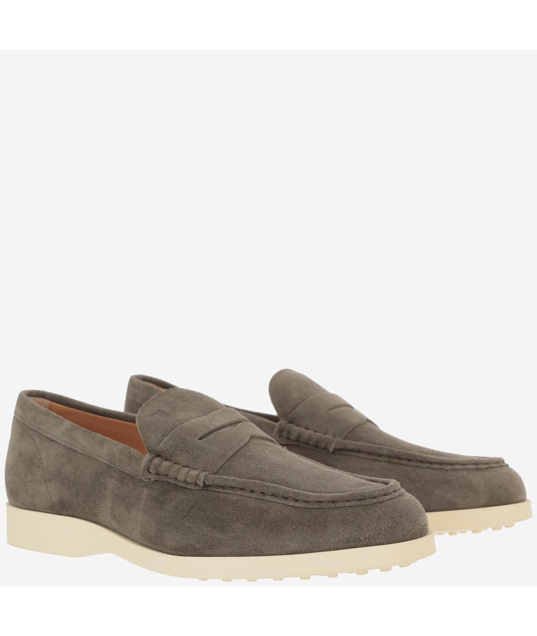 TOD'S Хаки кожаные лоферы, фото 3