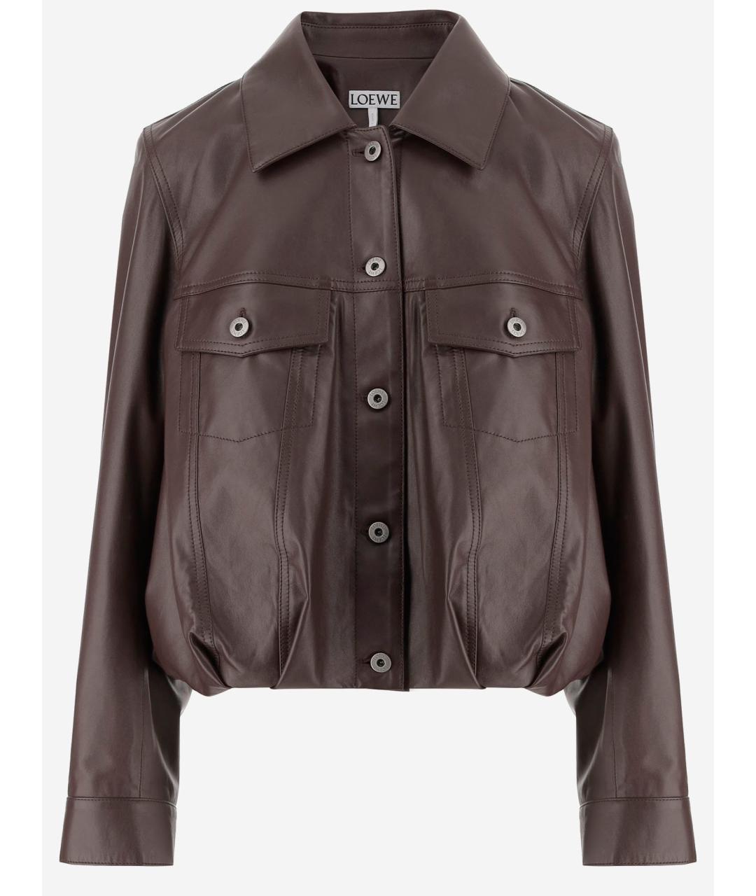 LOEWE Коричневая кожаная куртка, фото 4