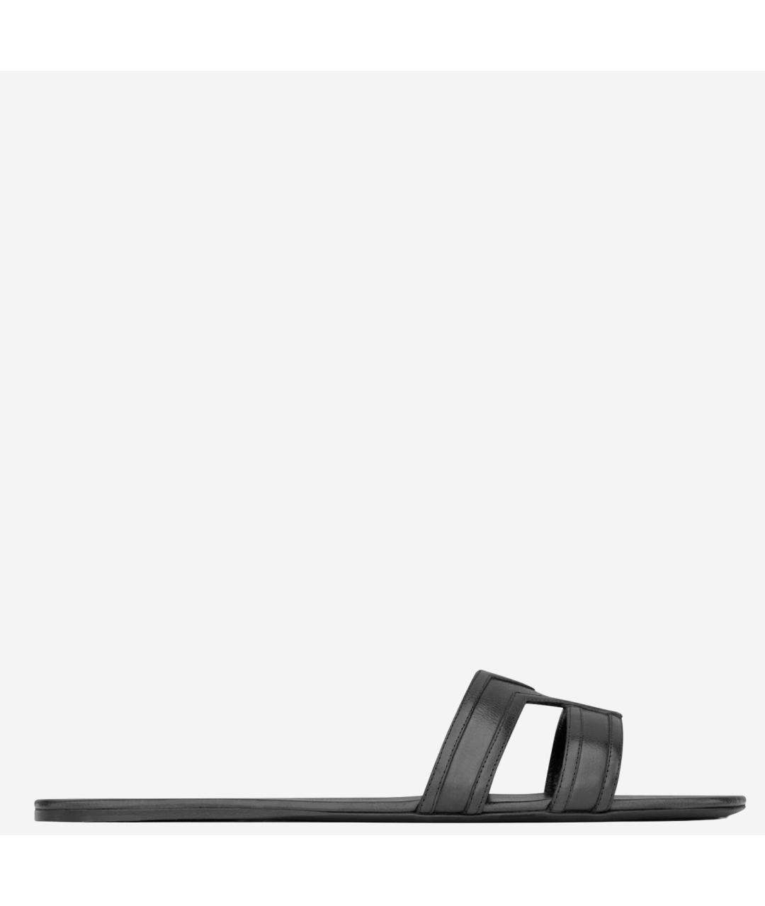 SAINT LAURENT Черные кожаные шлепанцы, фото 5