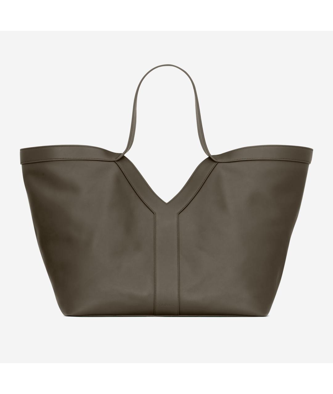 SAINT LAURENT Зеленая кожаная сумка тоут, фото 5