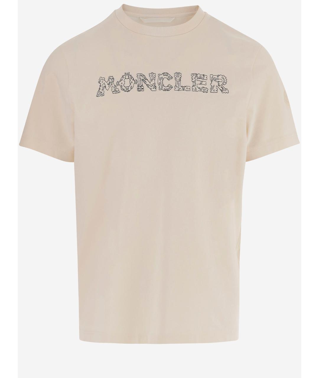 MONCLER Бежевая хлопковая футболка, фото 4