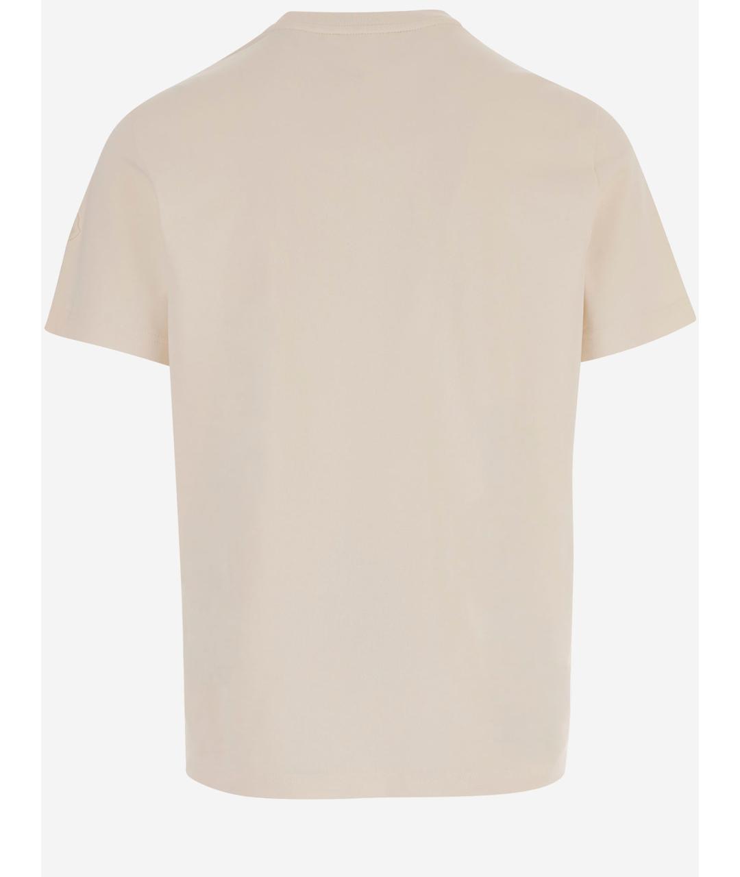 MONCLER Бежевая хлопковая футболка, фото 2