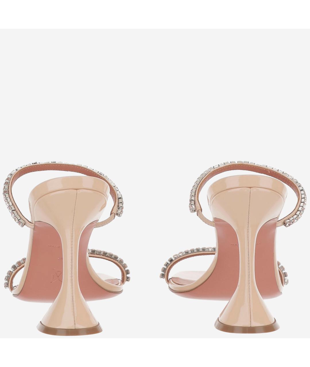 Amina Muaddi Бежевые кожаные мюли, фото 3