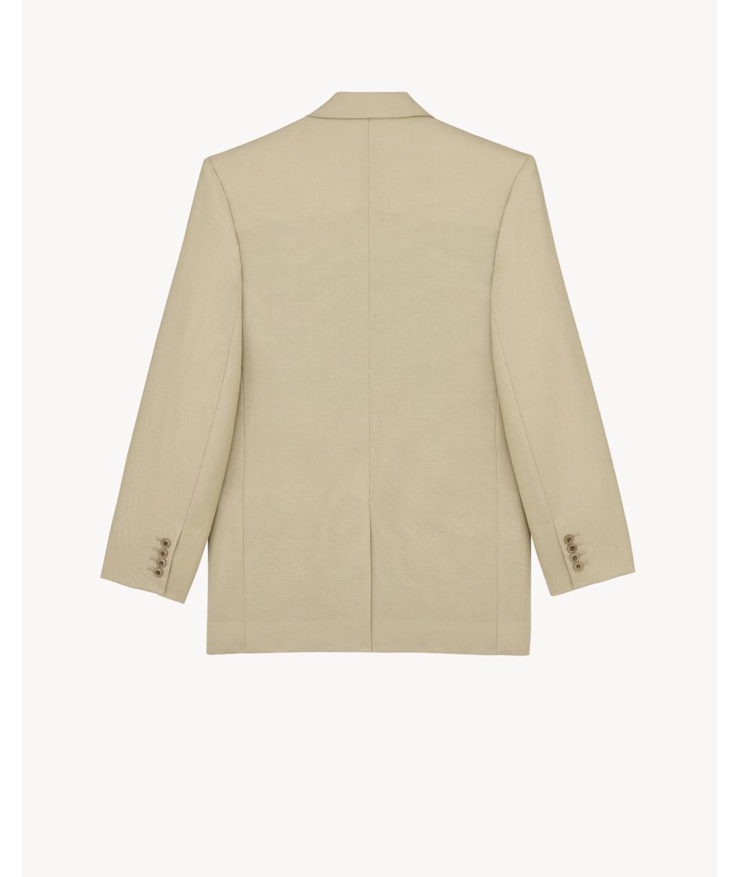 SAINT LAURENT Бежевый шерстяной жакет/пиджак, фото 2