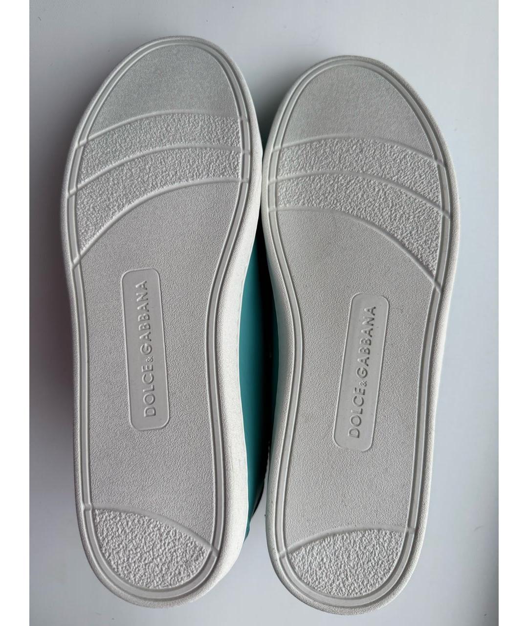 DOLCE&GABBANA Бирюзовые кожаные кеды, фото 5