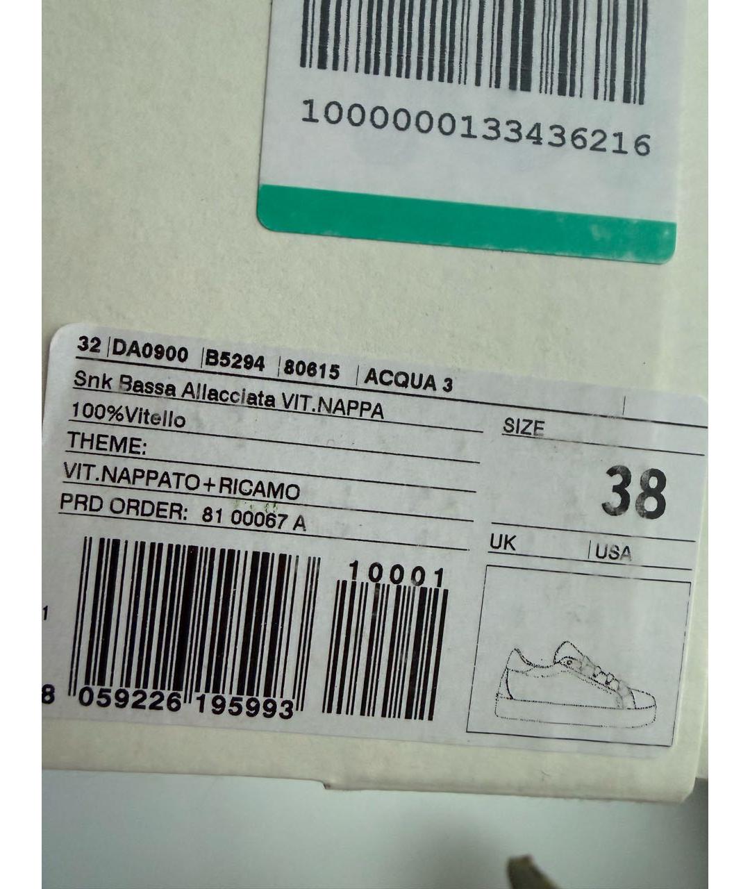 DOLCE&GABBANA Бирюзовые кожаные кеды, фото 6