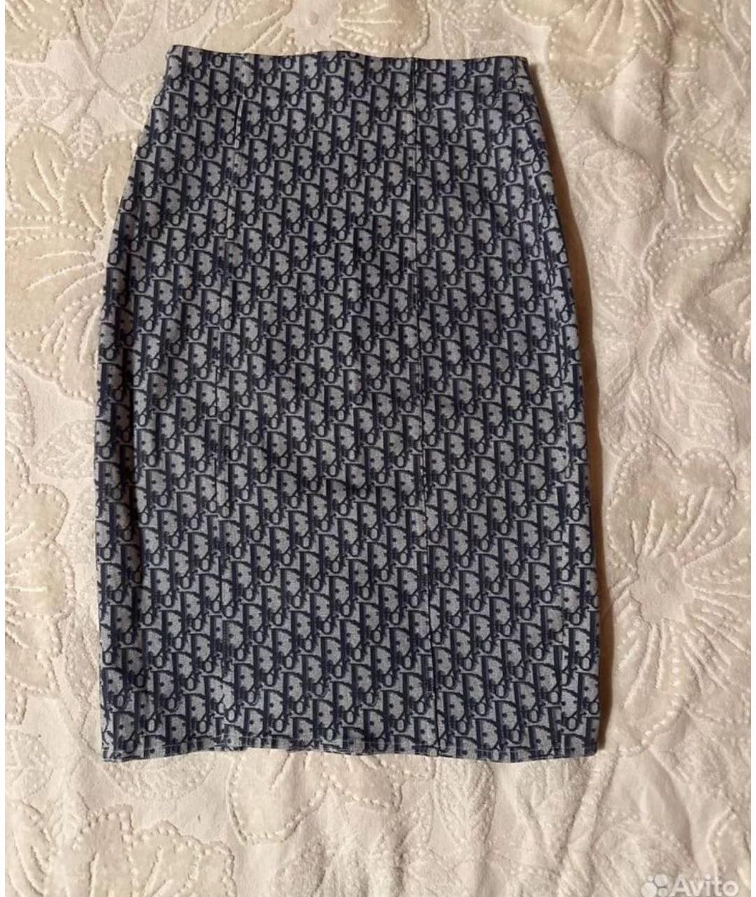 CHRISTIAN DIOR Темно-синяя юбка миди, фото 5