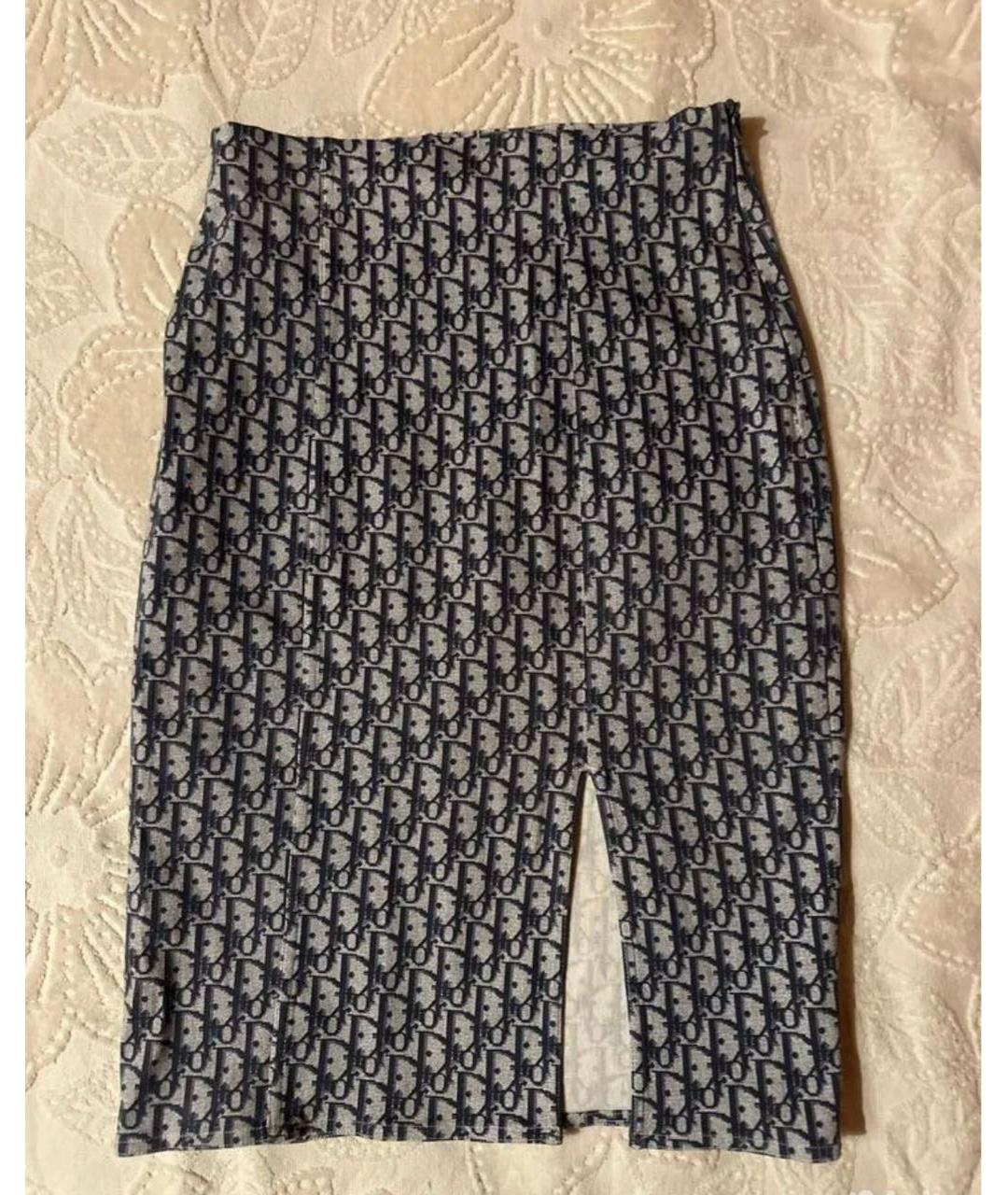 CHRISTIAN DIOR Темно-синяя юбка миди, фото 4