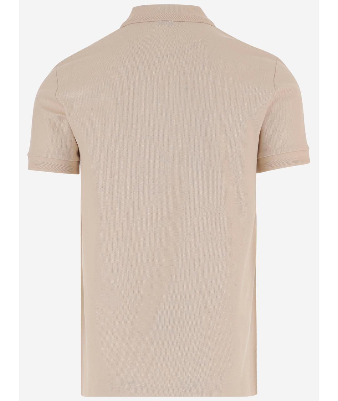 BURBERRY Бежевое хлопковое поло с коротким рукавом, фото 2