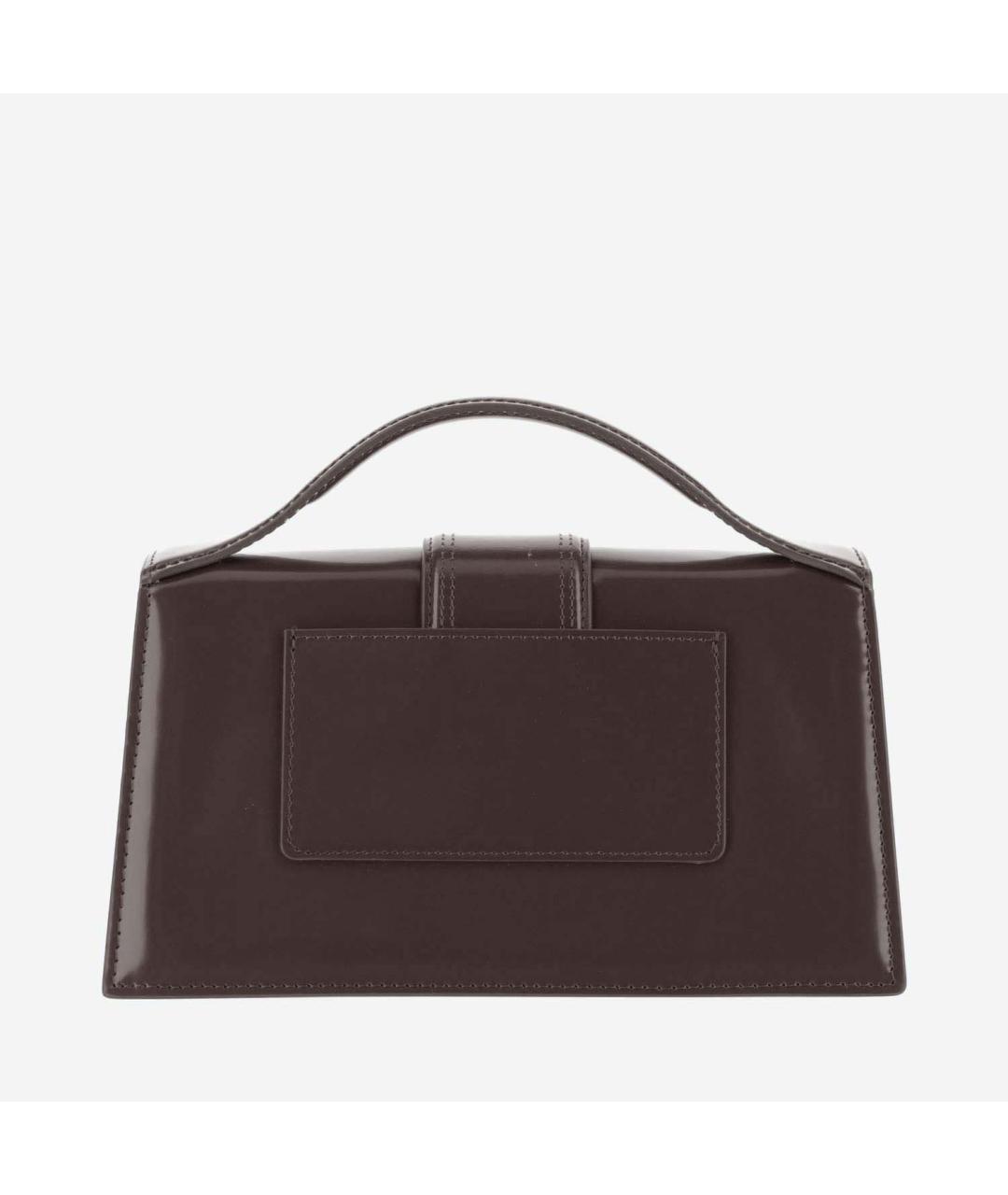 JACQUEMUS Коричневая кожаная сумка с короткими ручками, фото 3