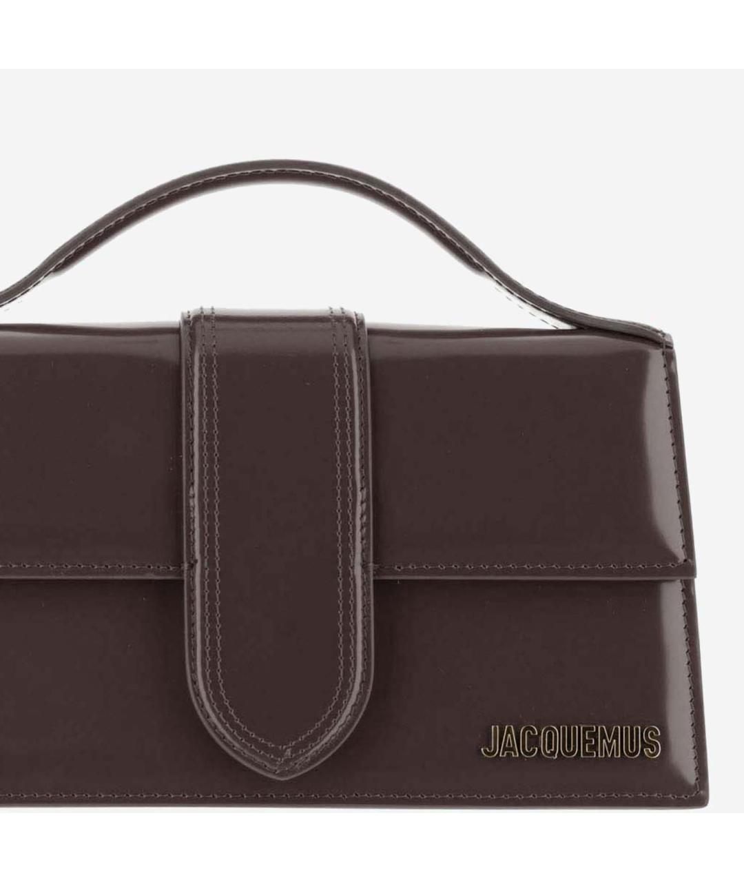 JACQUEMUS Коричневая кожаная сумка с короткими ручками, фото 5