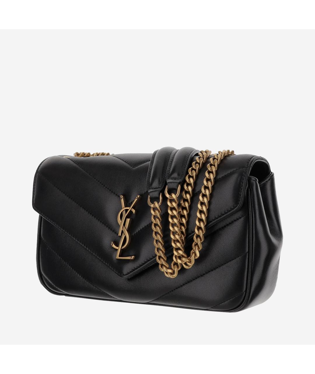 SAINT LAURENT Черная кожаная сумка через плечо, фото 2