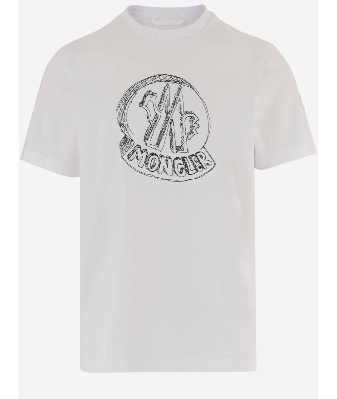 MONCLER Белая хлопковая футболка, фото 4