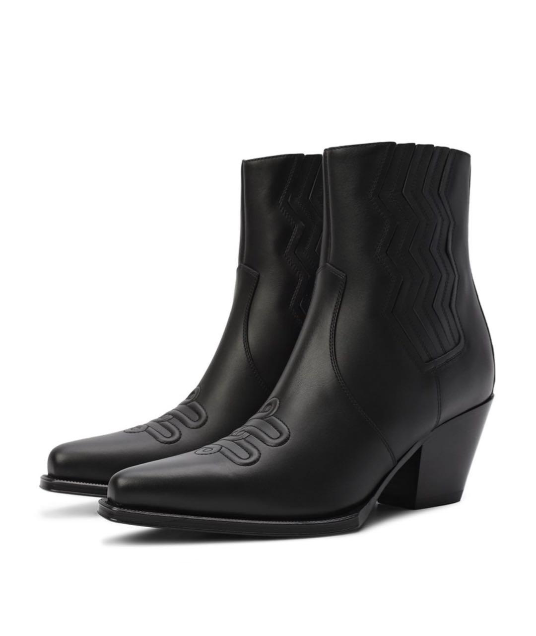 HERMES Черные кожаные полусапоги, фото 3