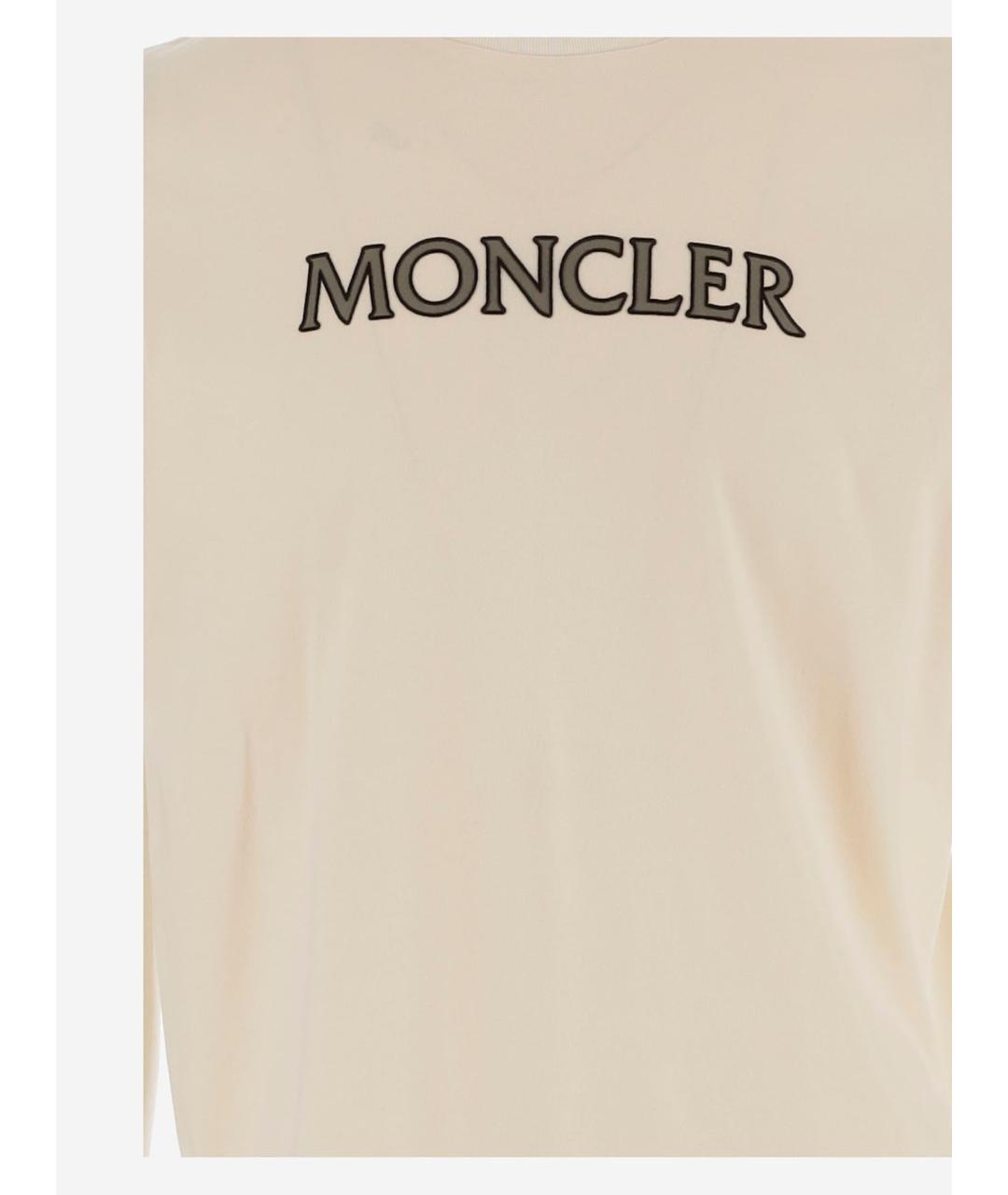 MONCLER Бежевая хлопковая футболка, фото 3