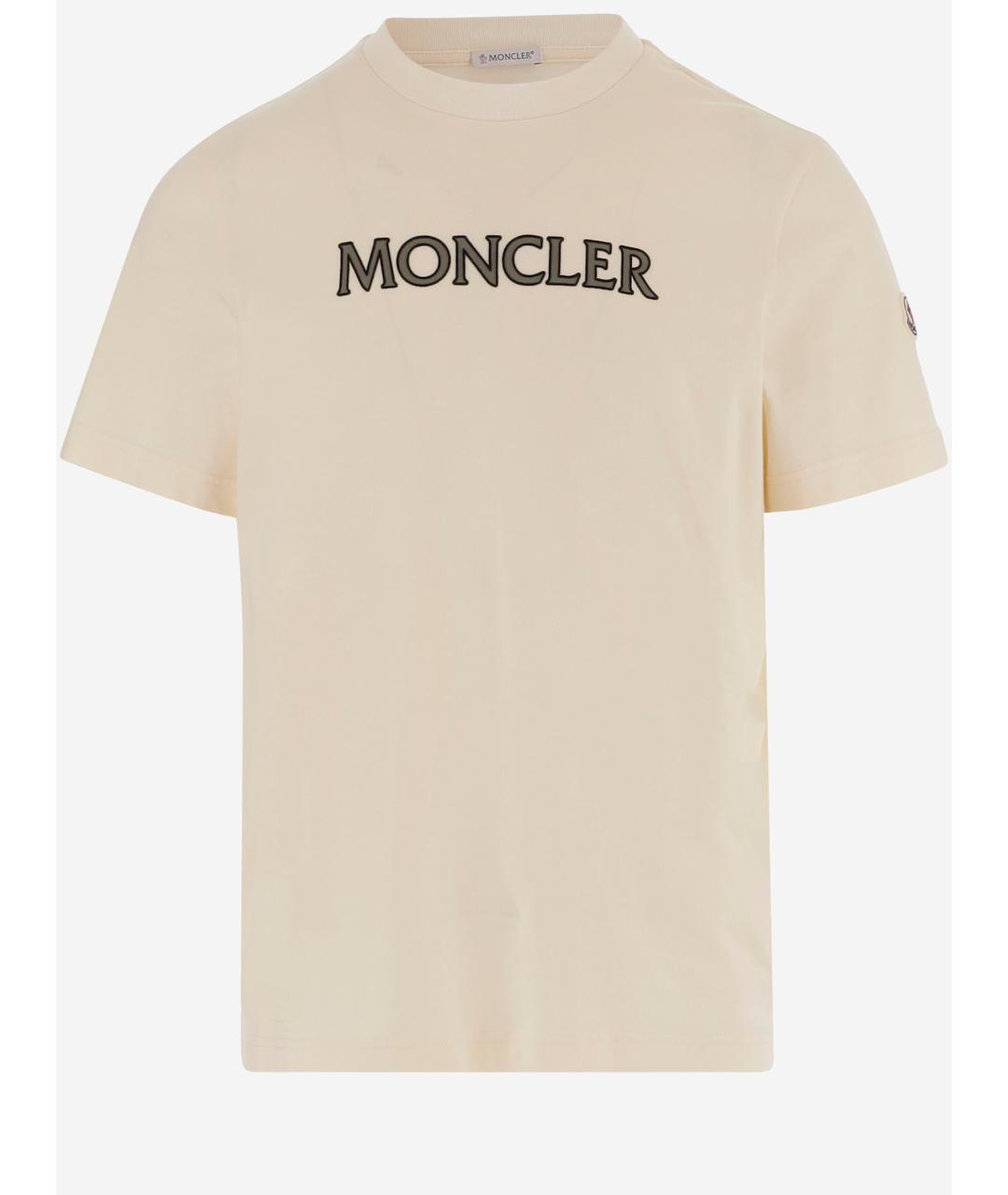 MONCLER Бежевая хлопковая футболка, фото 4
