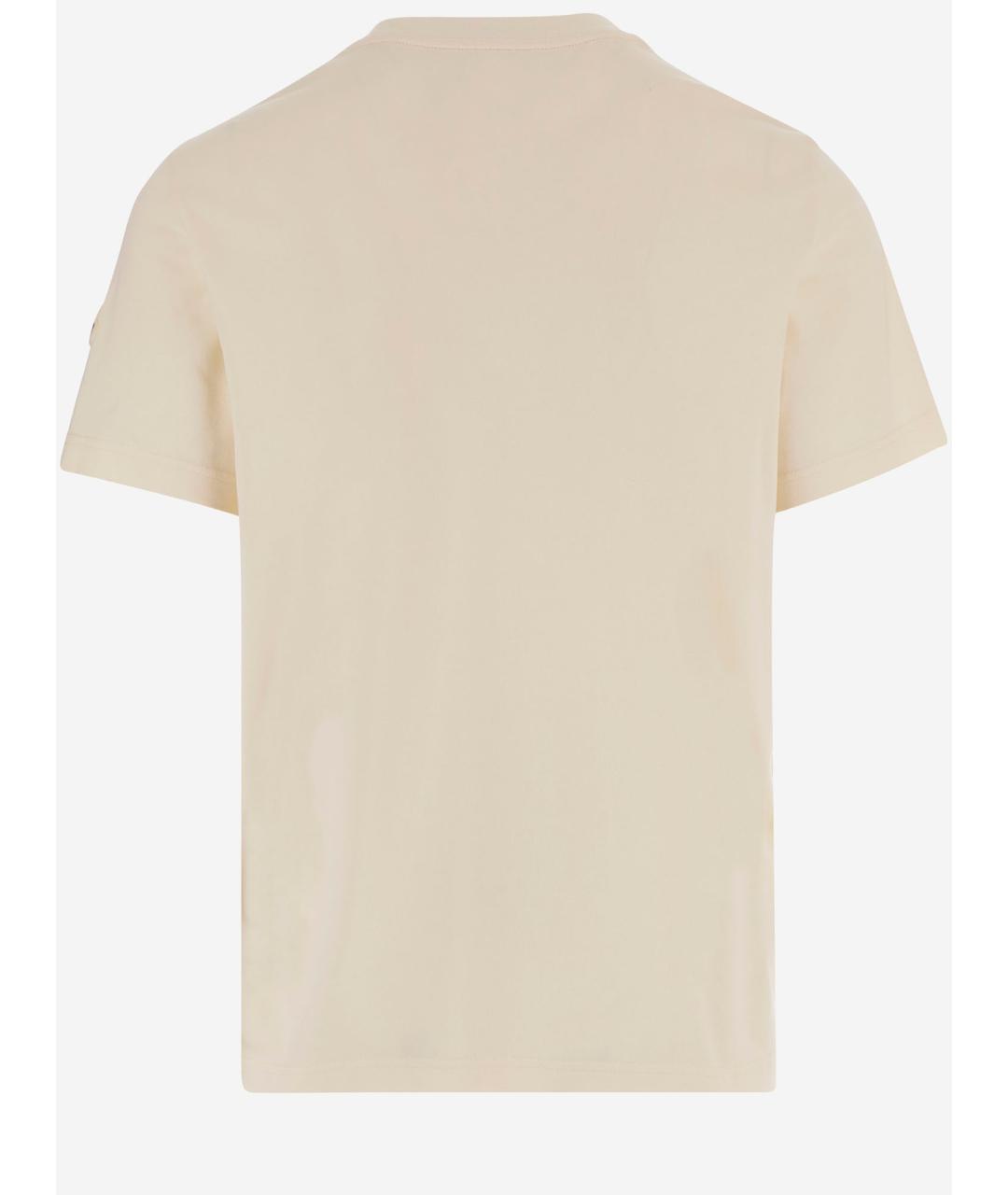 MONCLER Бежевая хлопковая футболка, фото 2