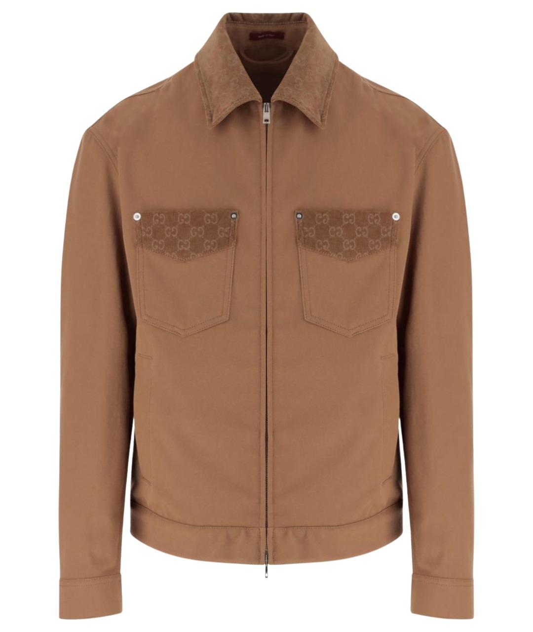 GUCCI Коричневая хлопковая куртка, фото 1