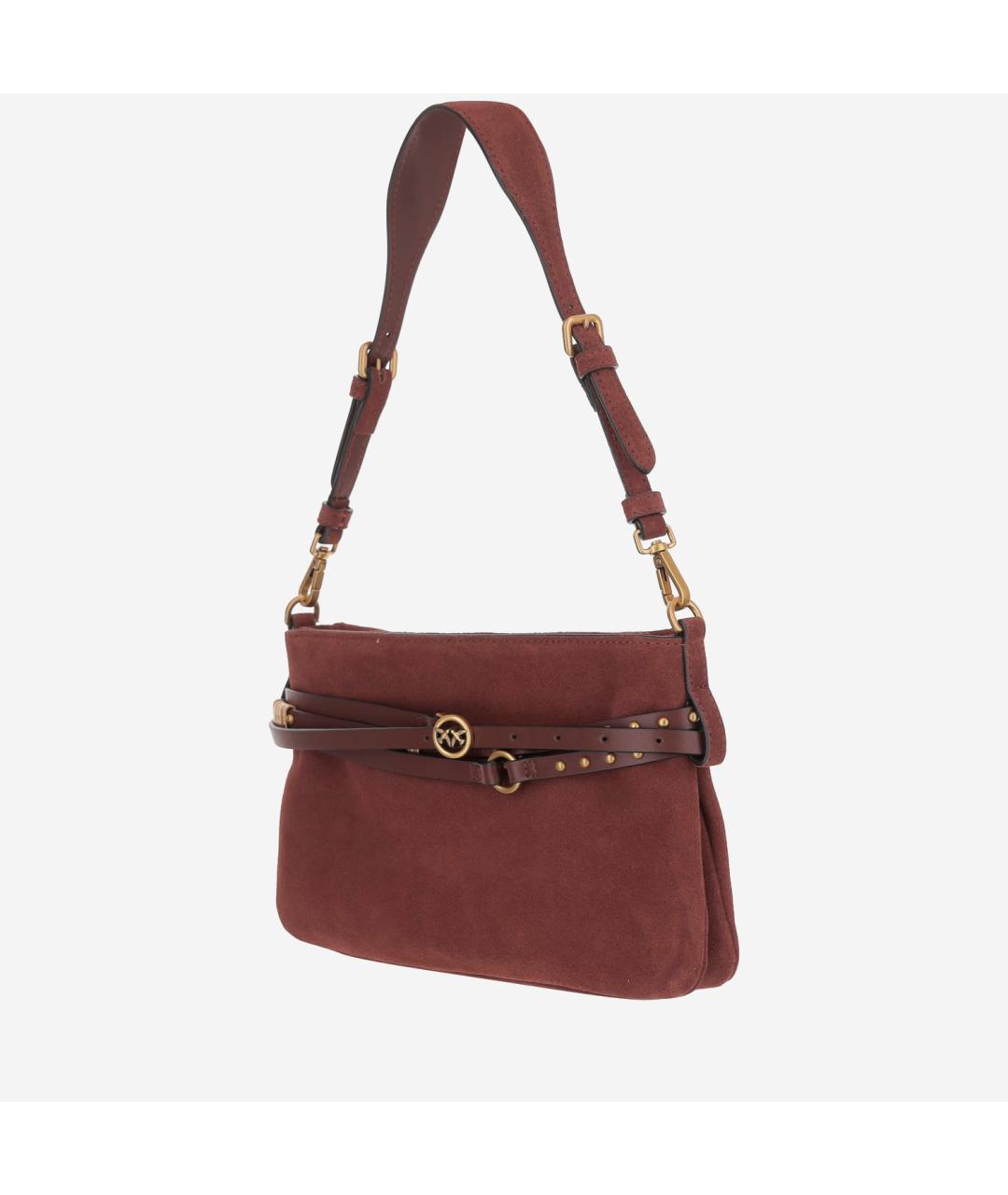 PINKO Бордовая замшевая сумка через плечо, фото 3