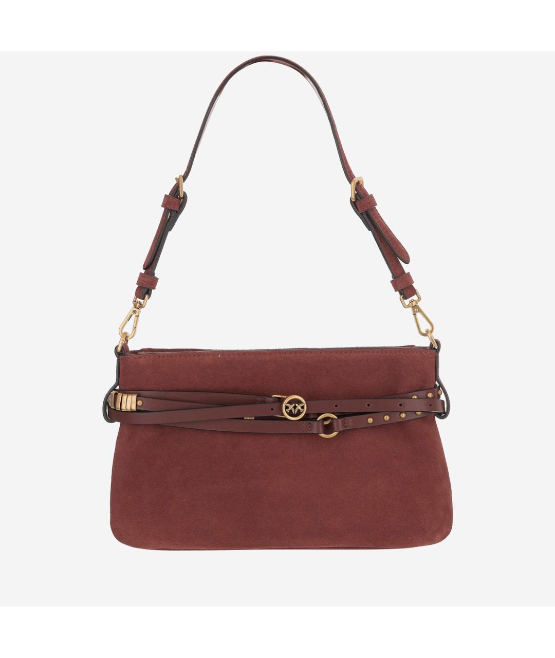 PINKO Бордовая замшевая сумка через плечо, фото 5