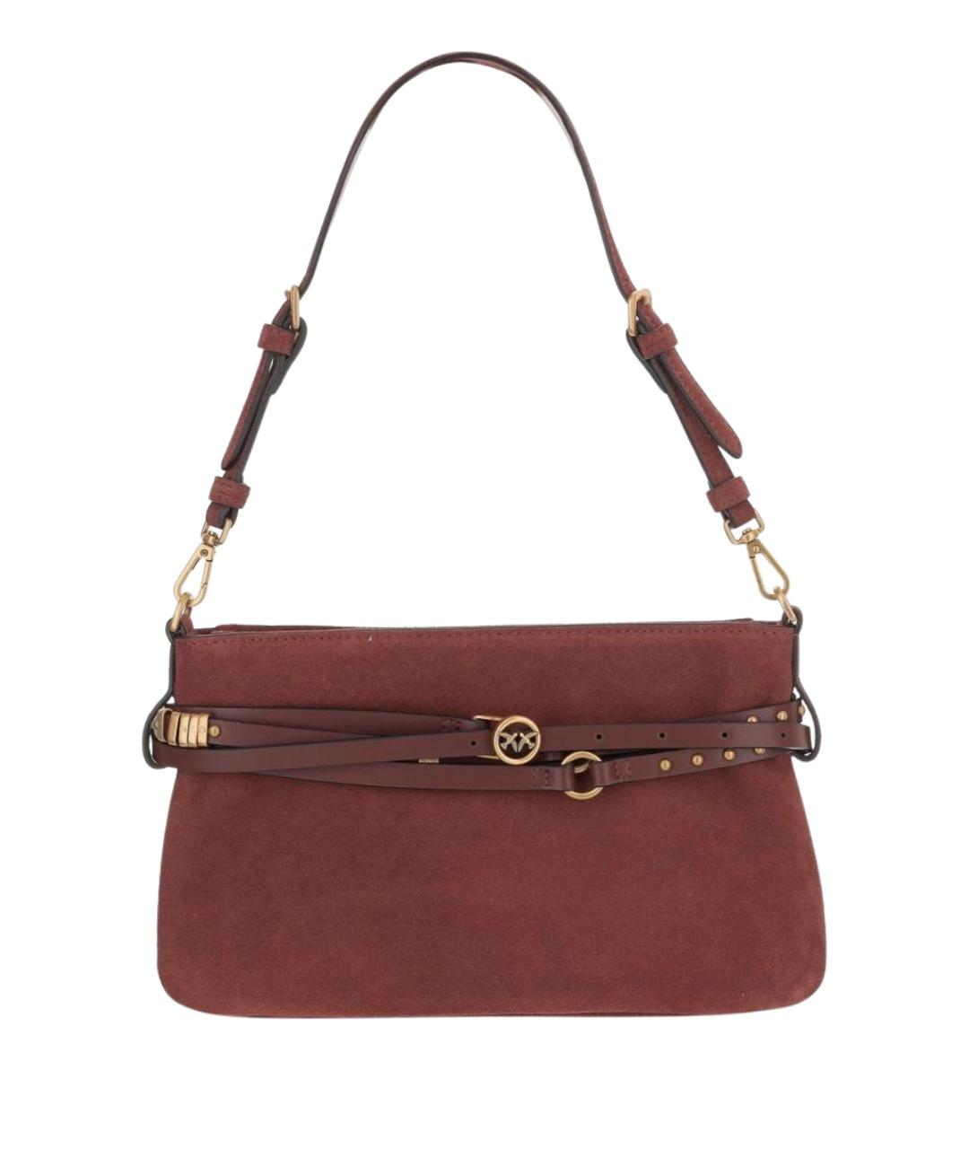 PINKO Бордовая замшевая сумка через плечо, фото 1