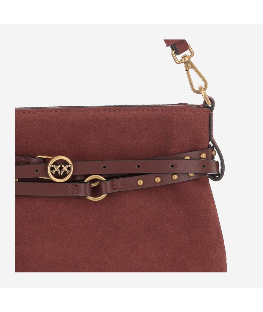 PINKO Бордовая замшевая сумка через плечо, фото 4