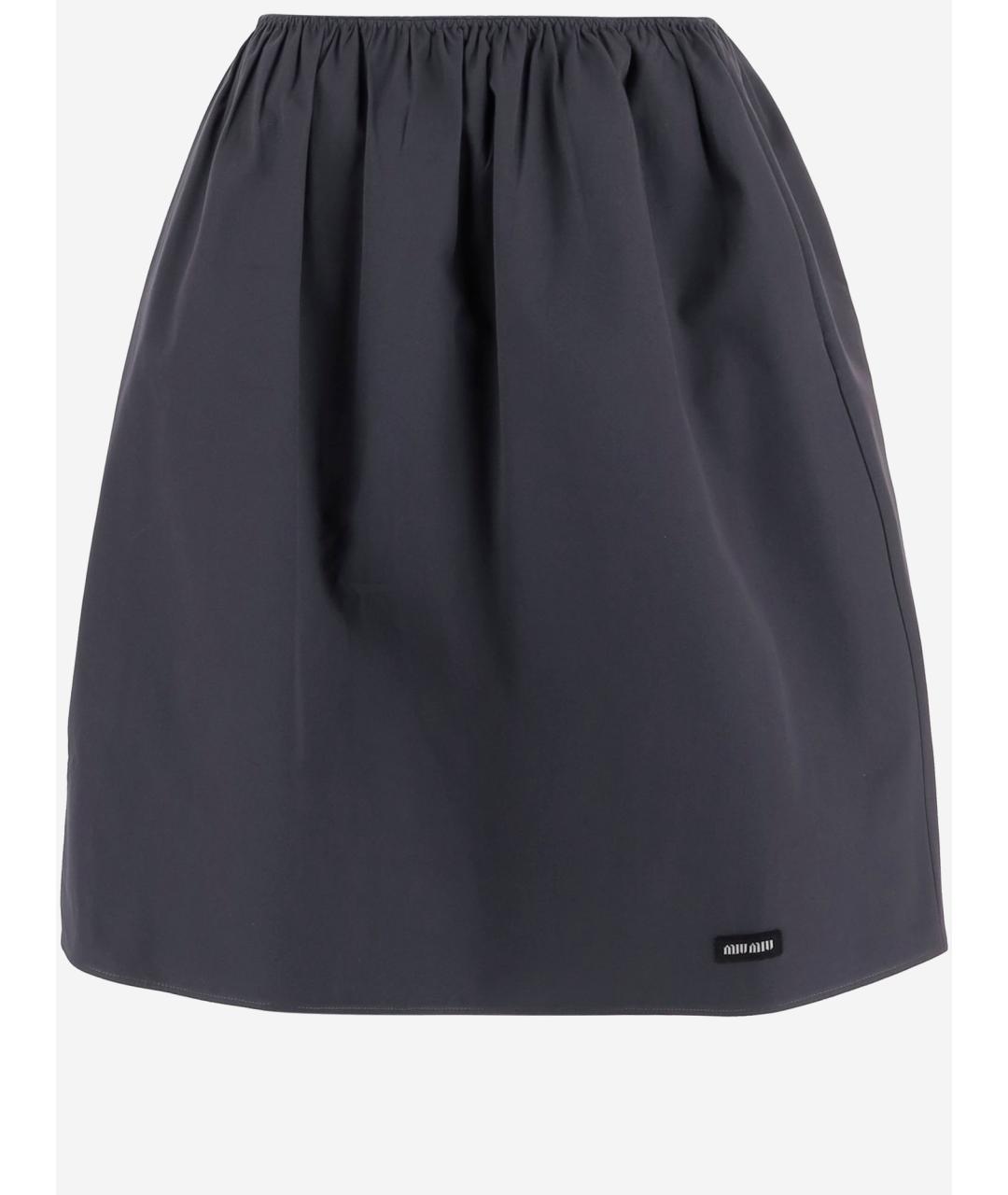 MIU MIU Серая хлопковая юбка мини, фото 4