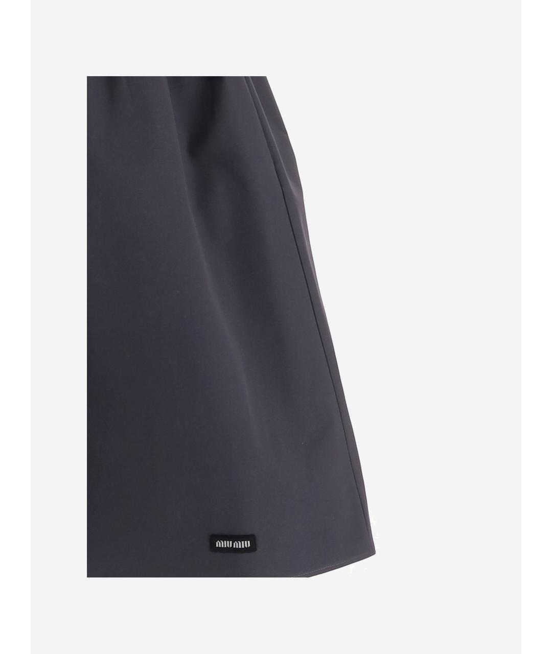 MIU MIU Серая хлопковая юбка мини, фото 3