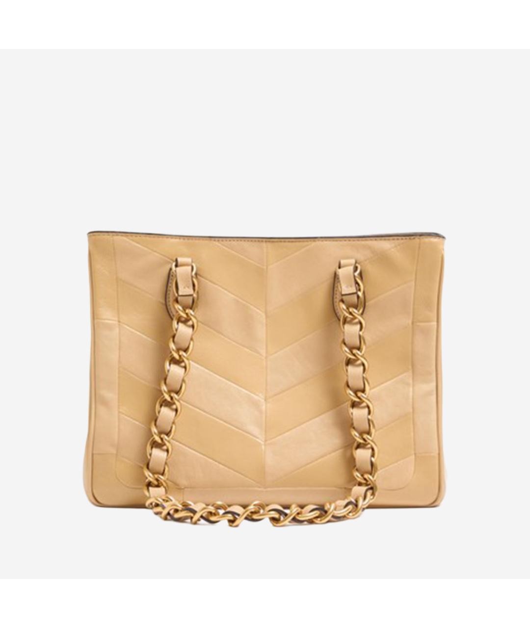 VALENTINO Золотая кожаная сумка тоут, фото 3