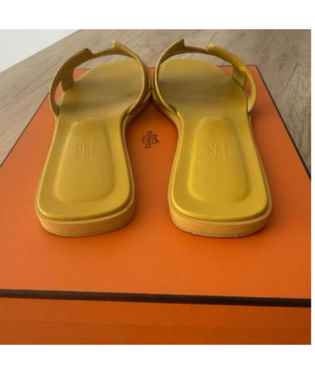 HERMES Желтые шлепанцы, фото 7