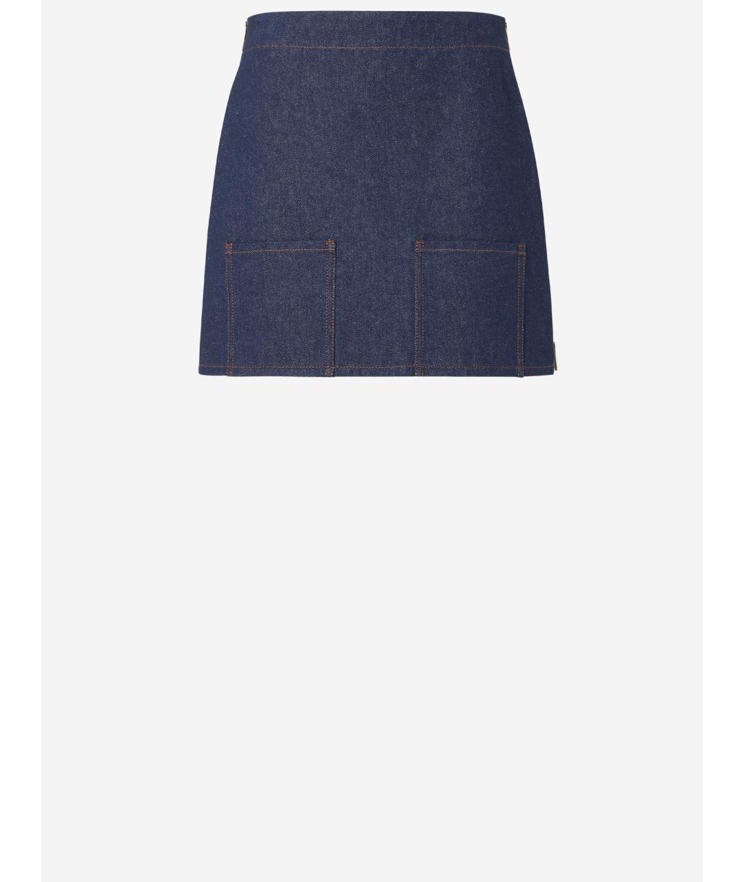FENDI Темно-синяя хлопковая юбка мини, фото 4
