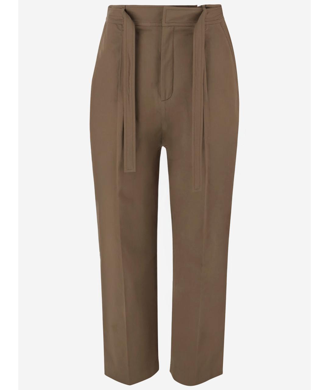 SAINT LAURENT Хаки хлопковые прямые брюки, фото 4