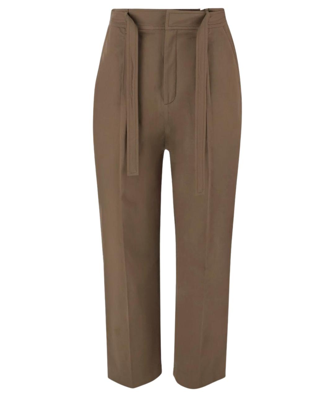 SAINT LAURENT Хаки хлопковые прямые брюки, фото 1