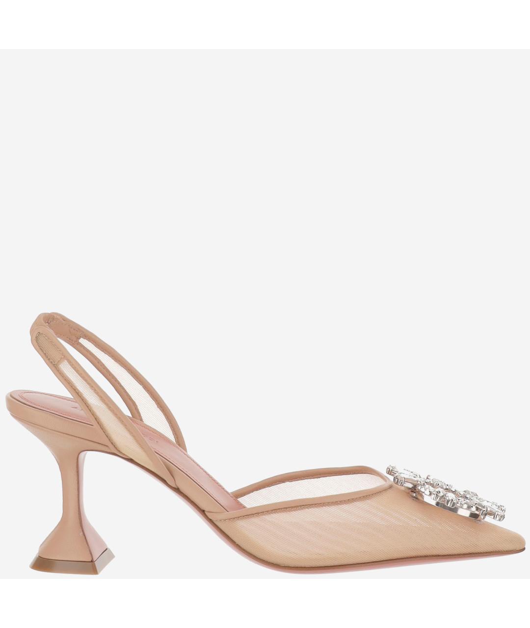 Amina Muaddi Бежевые текстильные туфли, фото 5