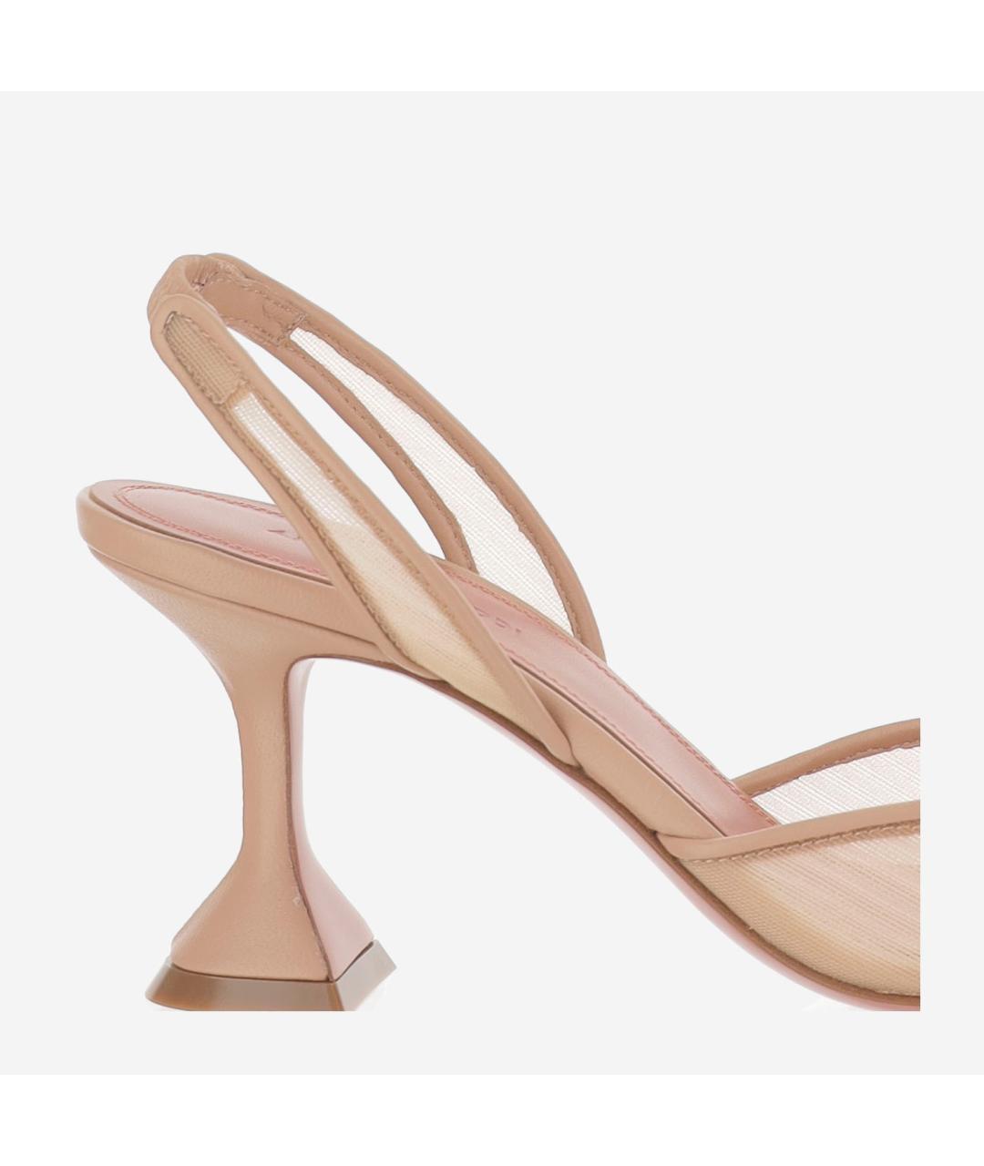 Amina Muaddi Бежевые текстильные туфли, фото 4