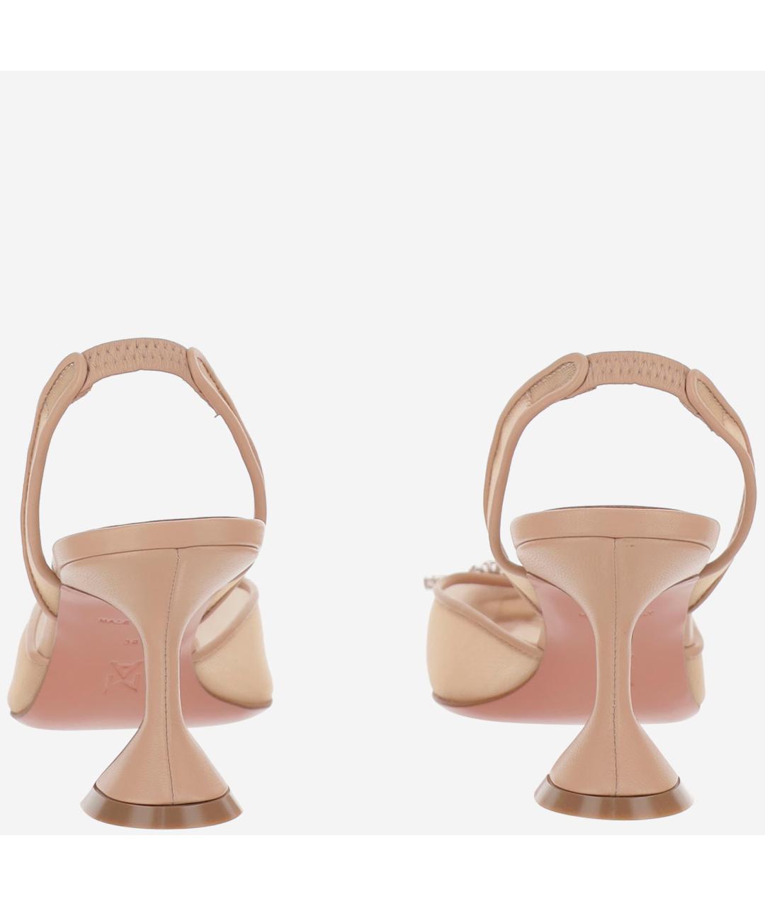 Amina Muaddi Бежевые текстильные туфли, фото 3