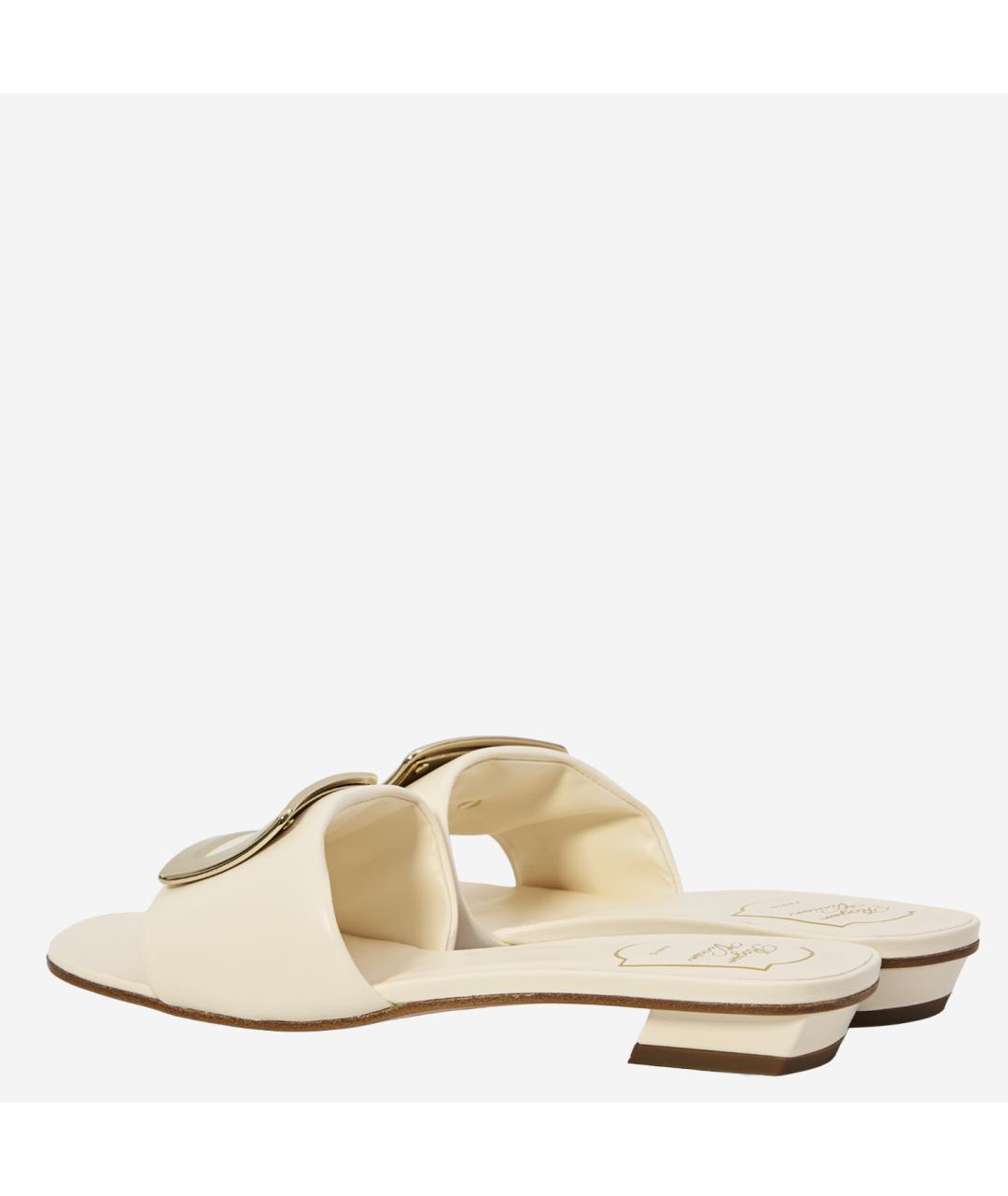 ROGER VIVIER Бежевые кожаные шлепанцы, фото 3