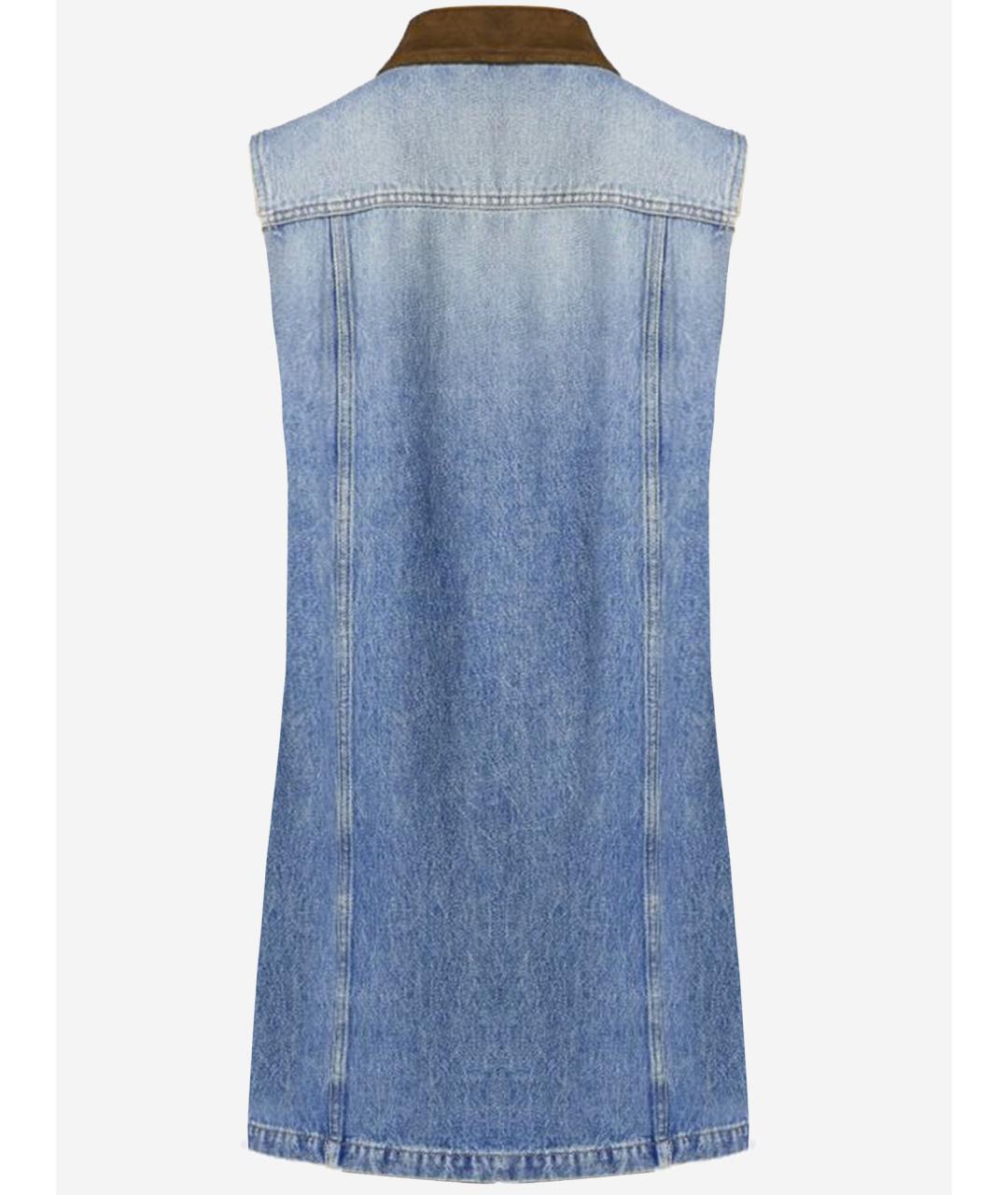 VERSACE Голубое хлопковое повседневное платье, фото 2