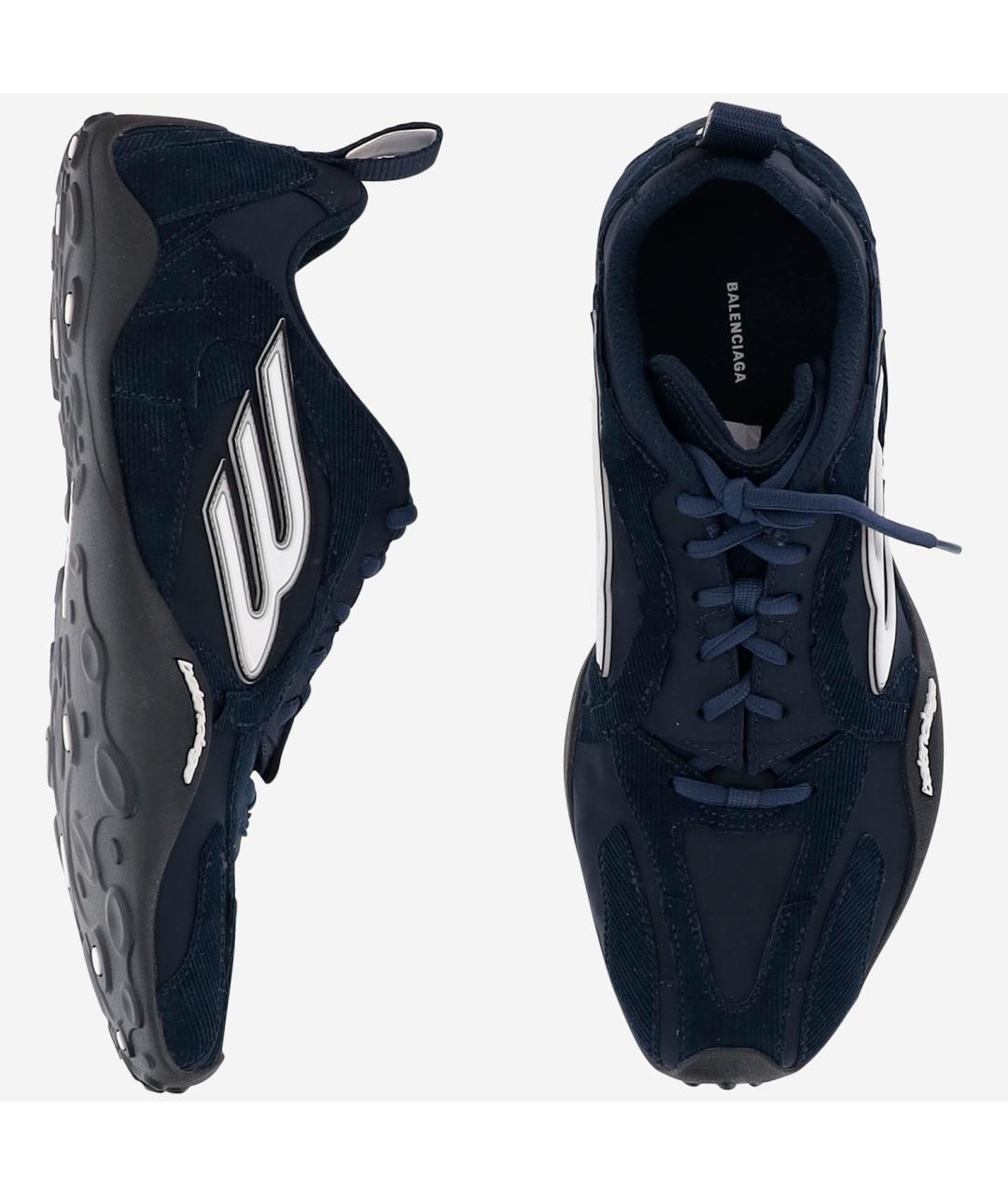 BALENCIAGA Темно-синие текстильные низкие кроссовки / кеды, фото 2