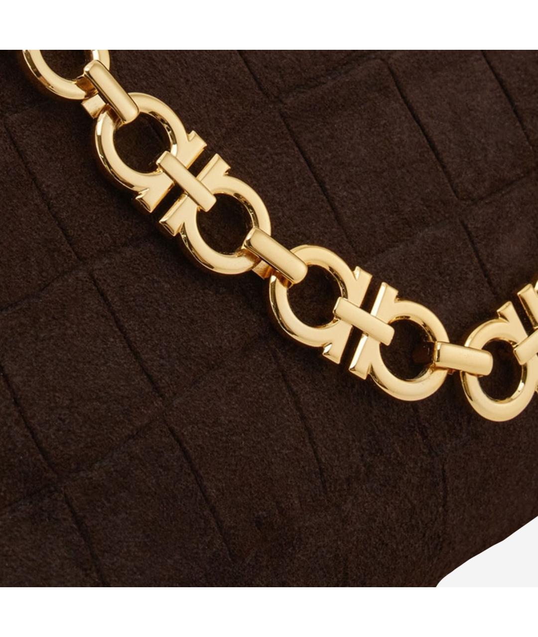 FERRAGAMO Коричневая замшевая сумка через плечо, фото 4