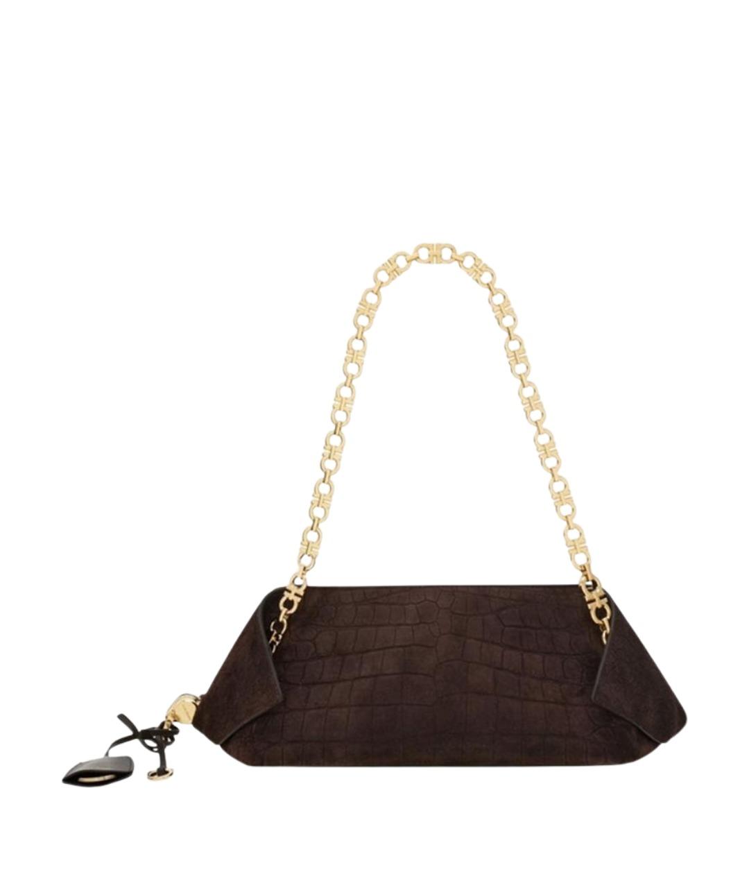 FERRAGAMO Коричневая замшевая сумка через плечо, фото 1