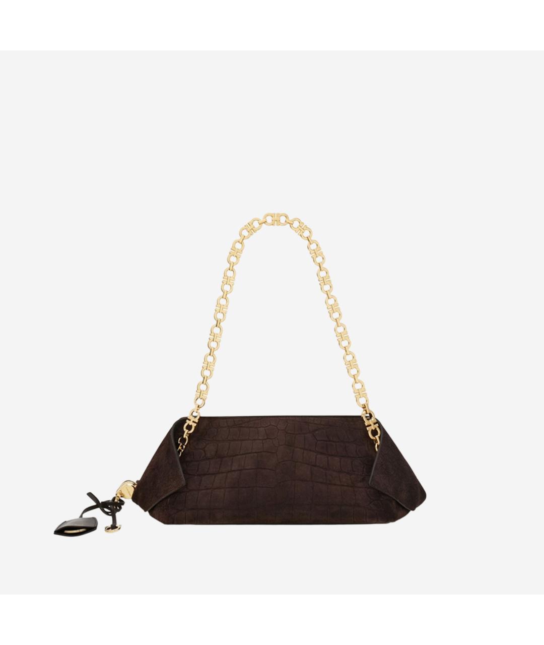 FERRAGAMO Коричневая замшевая сумка через плечо, фото 5