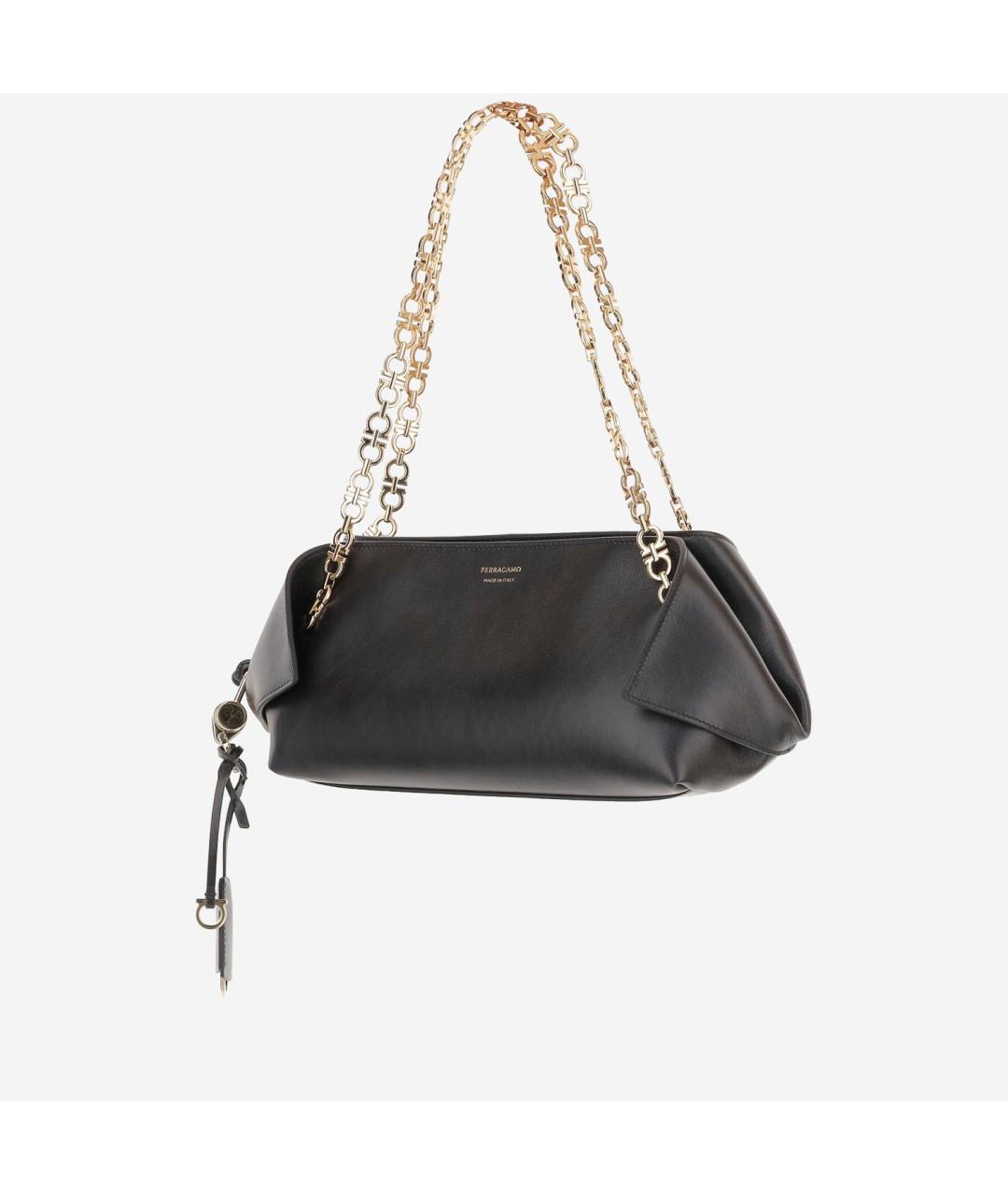FERRAGAMO Черная кожаная сумка через плечо, фото 2