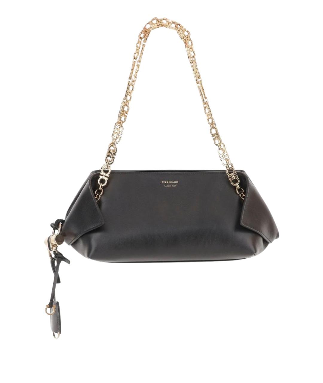 FERRAGAMO Черная кожаная сумка через плечо, фото 1