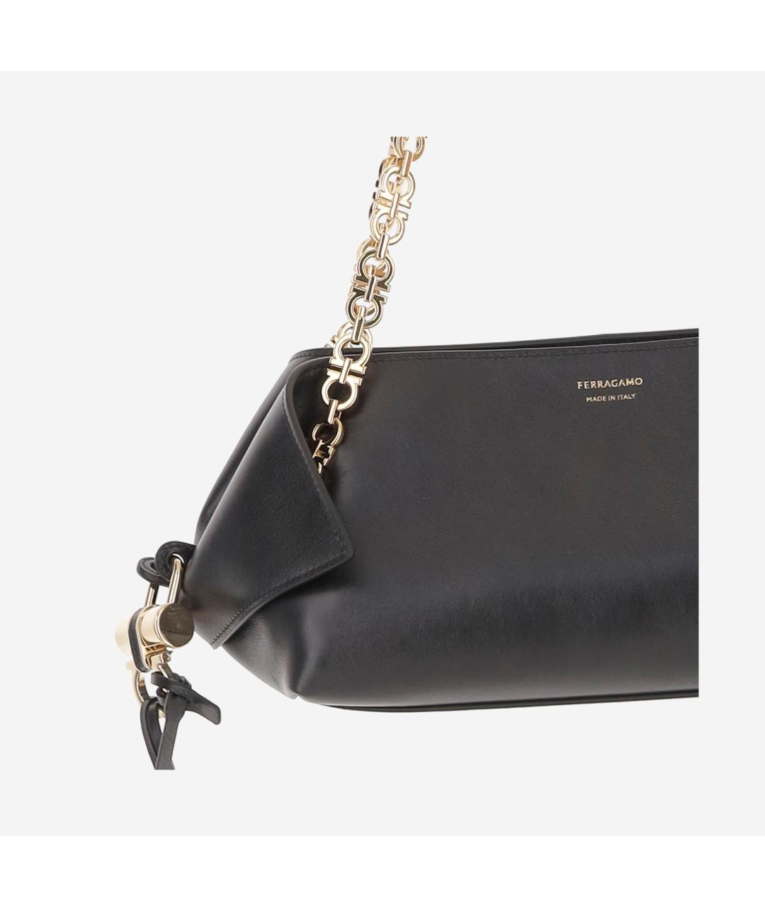 FERRAGAMO Черная кожаная сумка через плечо, фото 4