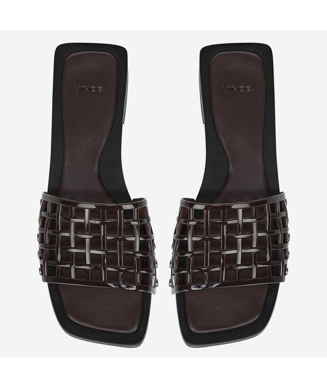 VINCE Коричневые резиновые шлепанцы, фото 4