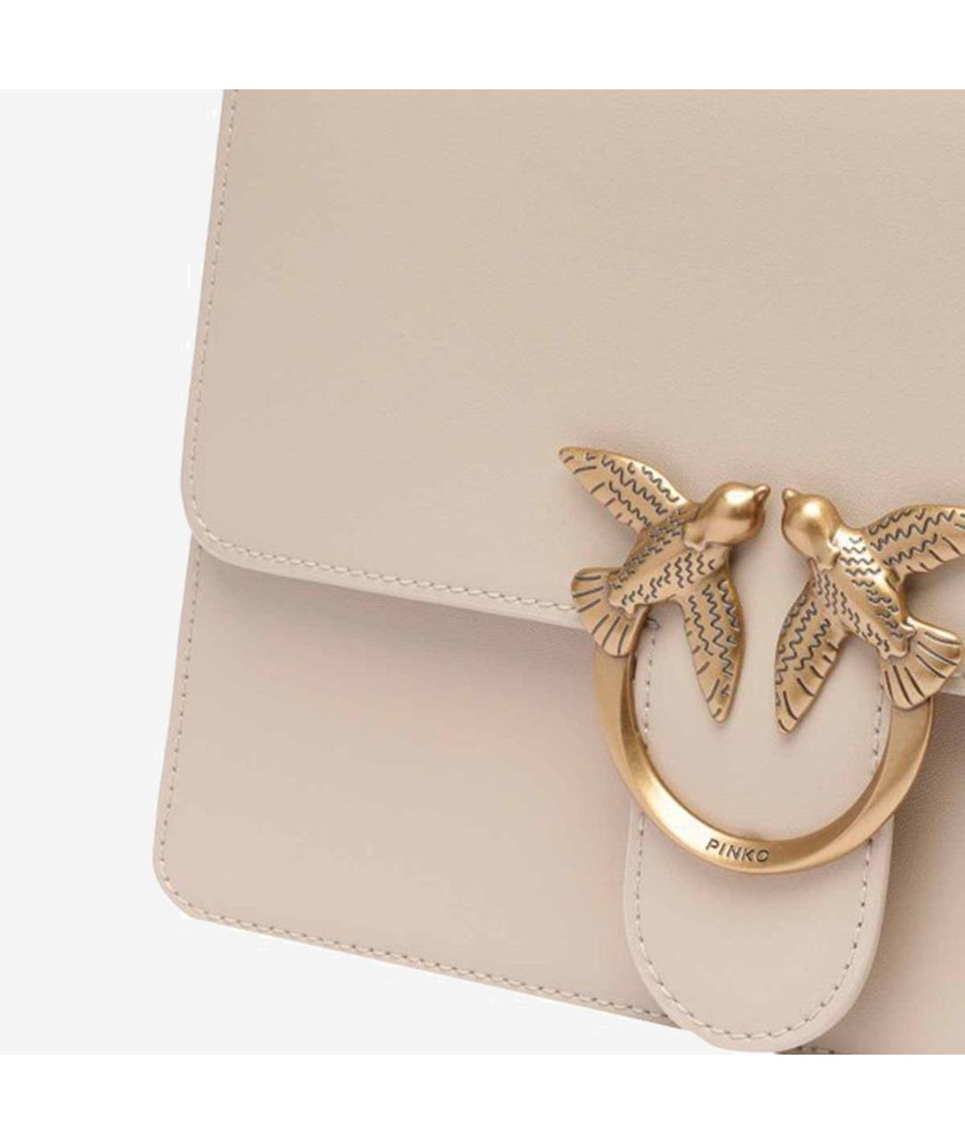 PINKO Бежевая кожаная сумка через плечо, фото 4