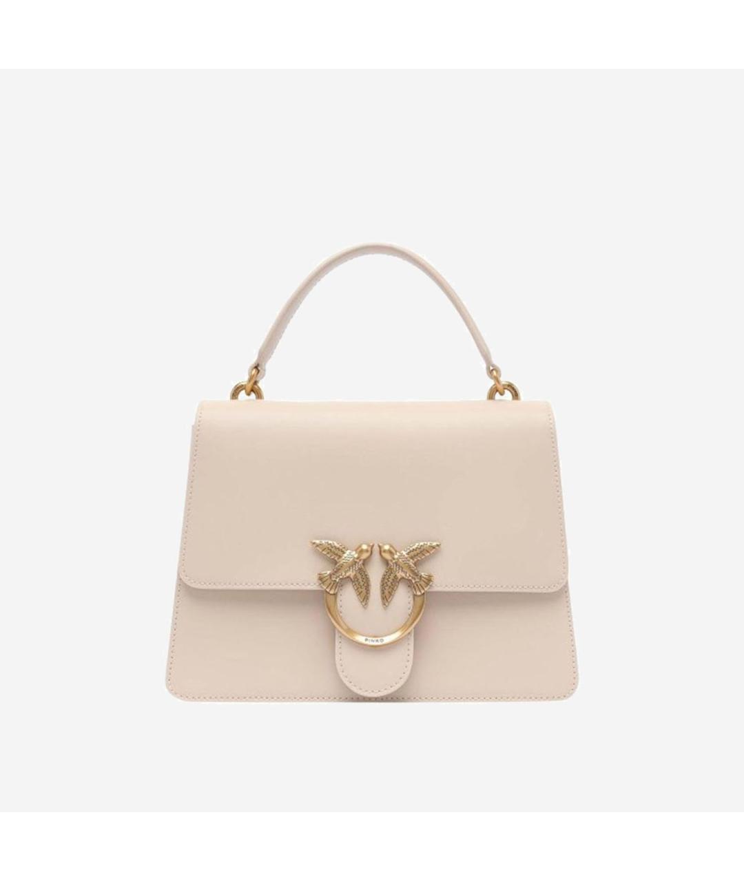 PINKO Бежевая кожаная сумка через плечо, фото 5