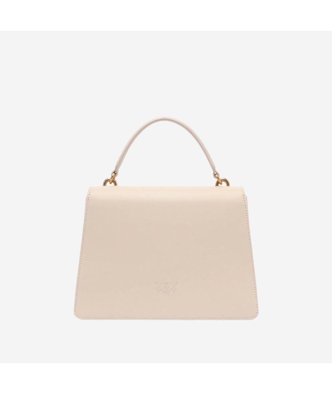 PINKO Бежевая кожаная сумка через плечо, фото 3